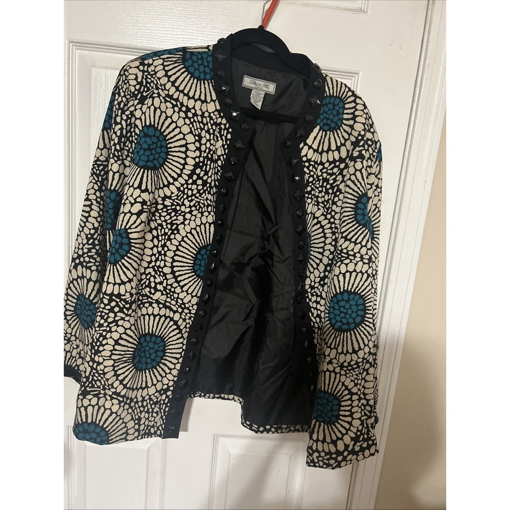 Birch Hill Jacket Women's 2X Multi Embellished  Black Stones Long Sleeve Open